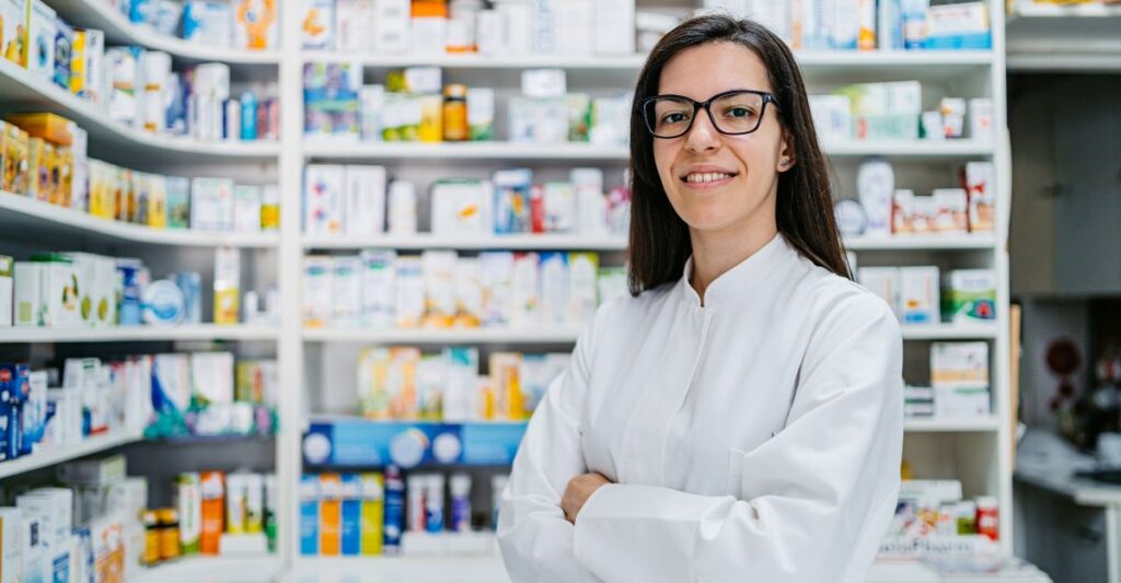 A welcoming local drugstore with a diverse array of pharmaceutical products, embodying the essence of community-focused healthcare in local drug businesses.